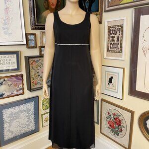 Volup 80's Vintage Polyester Empire Waist Rhinestone Detail Evening Gown Size 14